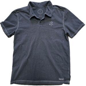 Life is Good Polo Shirt Mens Size Me Black Golf Casual Grunge Gamer Streetwear